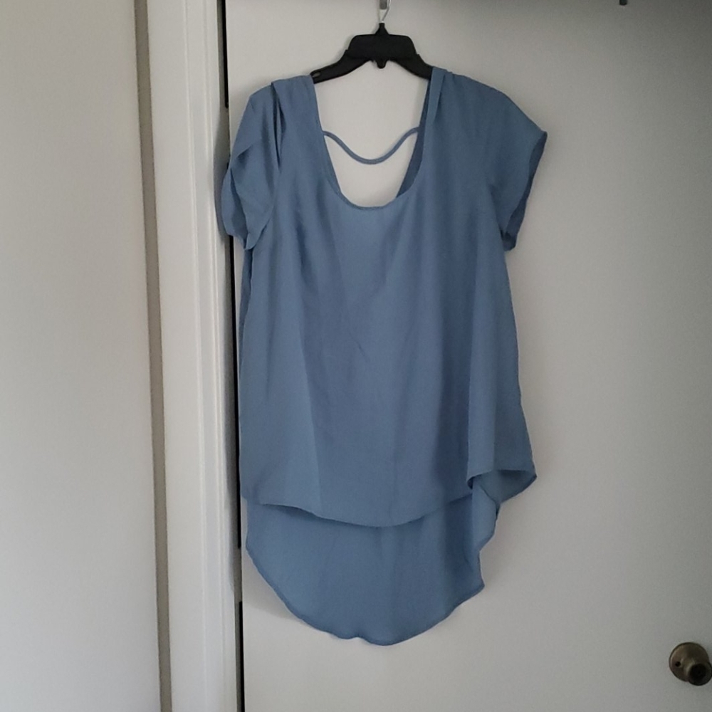 NWT blue semi sheer blouse tunic